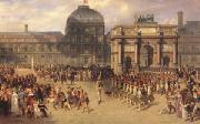 joseph-Louis-Hippolyte  Bellange A Review Day under the Empire in the Cour de Carrousel near the Tuileries Palace (mk05) china oil painting reproduction